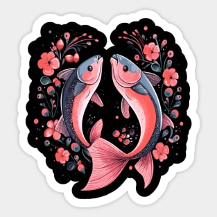 Salmon Couple Valentine Sticker